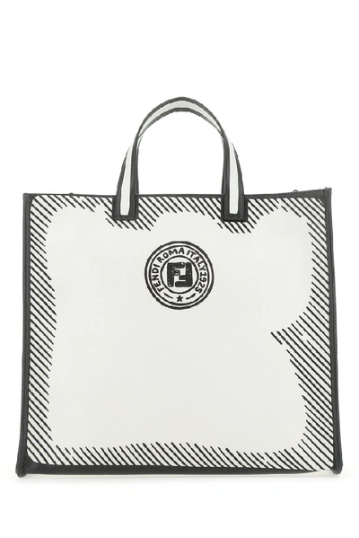 Shop Fendi Logo Stamp Shopper Bag In White