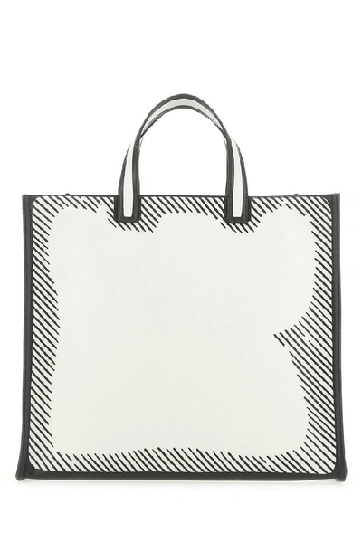 Shop Fendi Logo Stamp Shopper Bag In White