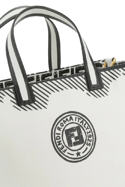 Shop Fendi Logo Stamp Shopper Bag In White