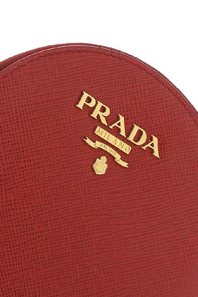 Shop Prada Logo Chain Coin Pouch In Red