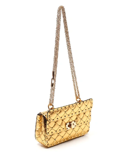 Shop Valentino Garavani Rockstud Spike Small Shoulder Bag In Gold