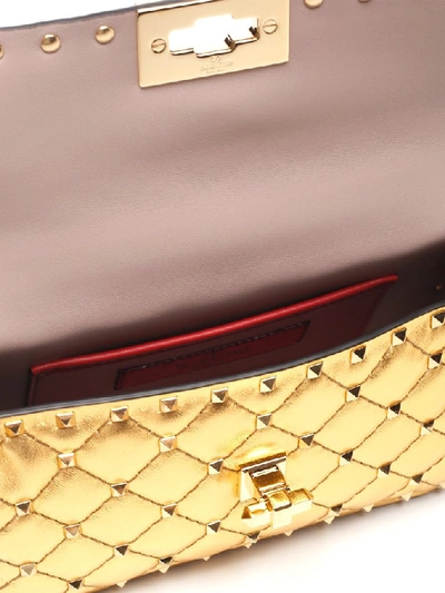 Shop Valentino Garavani Rockstud Spike Small Shoulder Bag In Gold