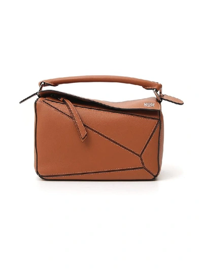 Shop Loewe Small Puzzle Shoulder Bag In Brown