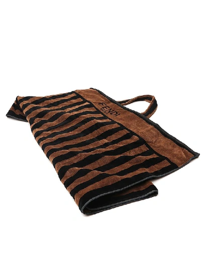 Shop Fendi Towel Tote Bag In Brown