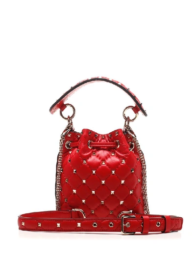 Shop Valentino Garavani Rockstud Bucket Bag In Red