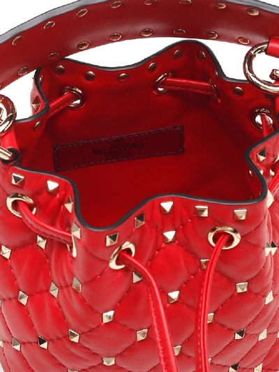 Shop Valentino Garavani Rockstud Bucket Bag In Red