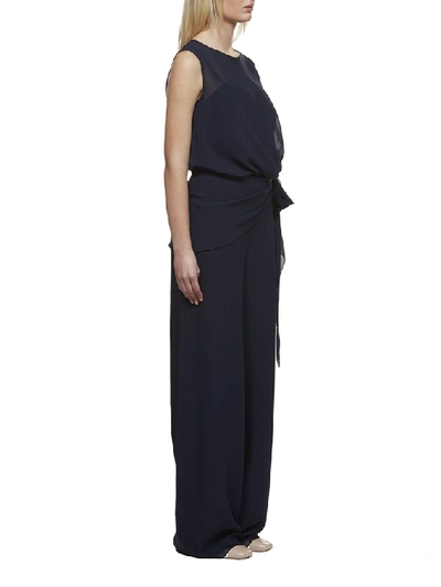 Shop Max Mara Jabot Jumpsuit In Blue