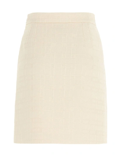 Shop Gucci Horsebit Tweed Skirt In White