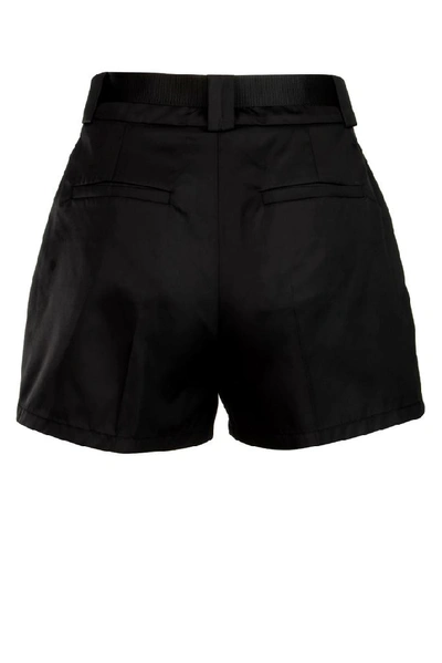 Shop Prada Belted Pouch Shorts In Black