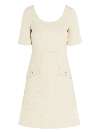 Shop Gucci Short Tweed Dress In White