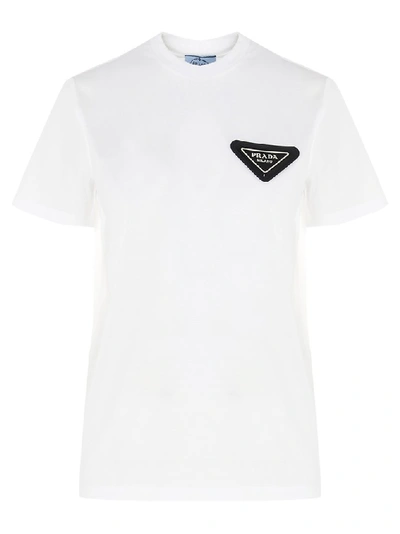 Shop Prada Logo Jersey T In White