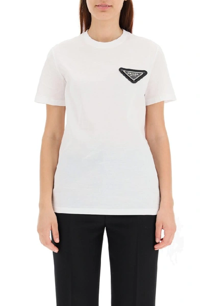 Shop Prada Logo Patch T In White