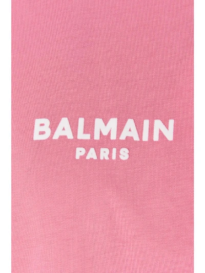 Shop Balmain Flocked Logo T In Pink