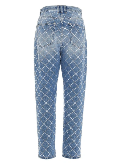 Shop Balmain Embellished Boyfriend Jeans In Blue