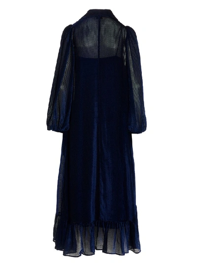Shop Fendi Corduroy Midi Dress In Blue