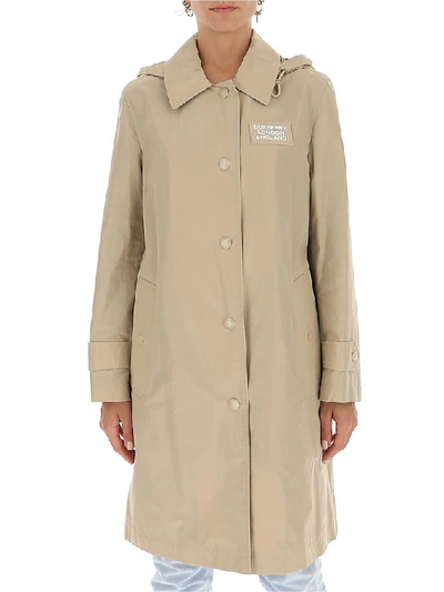 Shop Burberry Detachable Hood Car Coat In Beige