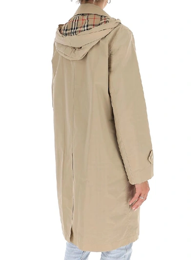 Shop Burberry Detachable Hood Car Coat In Beige