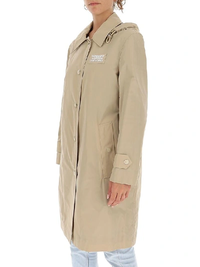 Shop Burberry Detachable Hood Car Coat In Beige