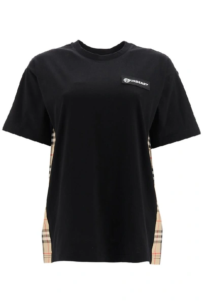Shop Burberry Vintage Check Panel Oversized T In Black