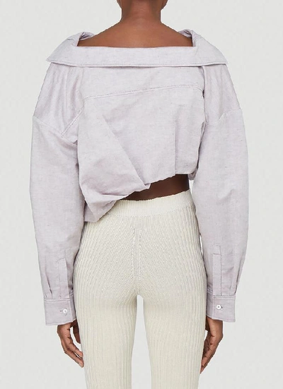 Shop Jacquemus Mejean Tucked Cropped Shirt In Purple