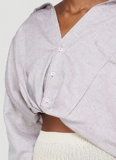 Shop Jacquemus Mejean Tucked Cropped Shirt In Purple