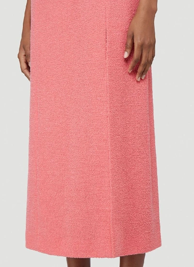 Shop Gucci Tweed Slit Midi Skirt In Pink