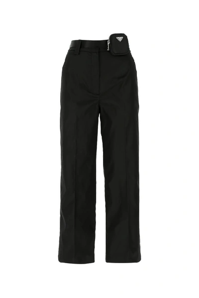 Shop Prada Pouch On Belt Pants In Black