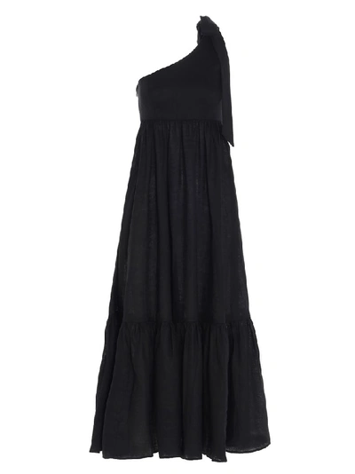 Shop Zimmermann Empire Tie Neck Dress In Black