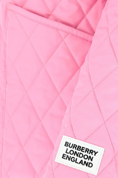 Shop Burberry Corduroy Collar Diamond Quilted Jacket In Pink