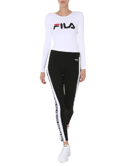Shop Fila Logo Print Yulia Bodysuit In White