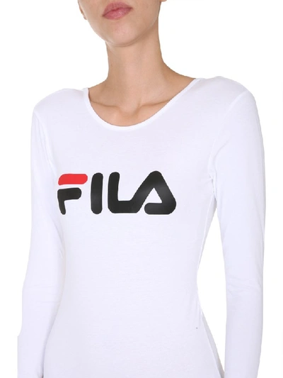 Shop Fila Logo Print Yulia Bodysuit In White