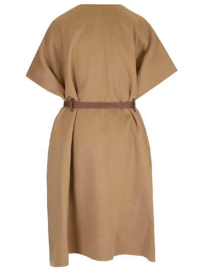 Shop Burberry Belted Cape Coat In Beige