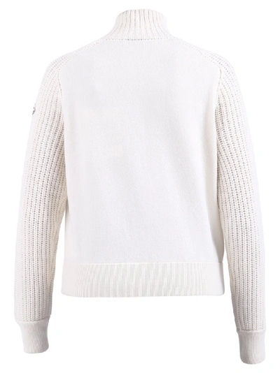 Shop Moncler Zipped Cardigan In White