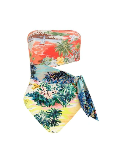 Shop Zimmermann Juliette Spliced Scarf 1 Piece Swimsuit In Multi