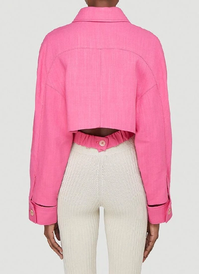 Shop Jacquemus Esterel Cropped Jacket In Pink