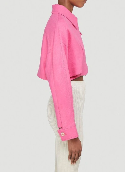 Shop Jacquemus Esterel Cropped Jacket In Pink
