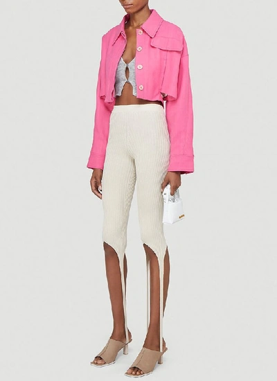 Shop Jacquemus Esterel Cropped Jacket In Pink