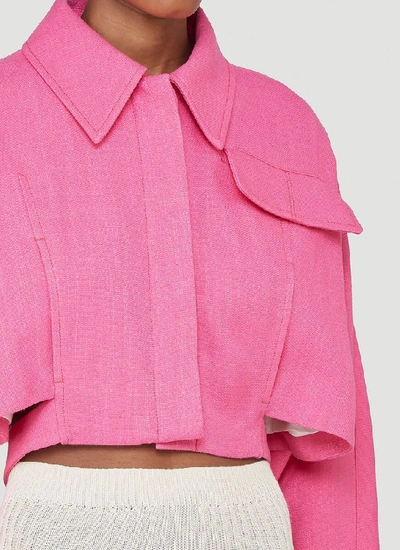 Shop Jacquemus Esterel Cropped Jacket In Pink