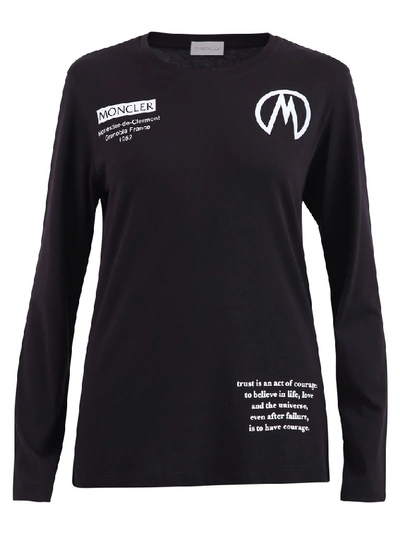 Shop Moncler Long Sleeve T In Black