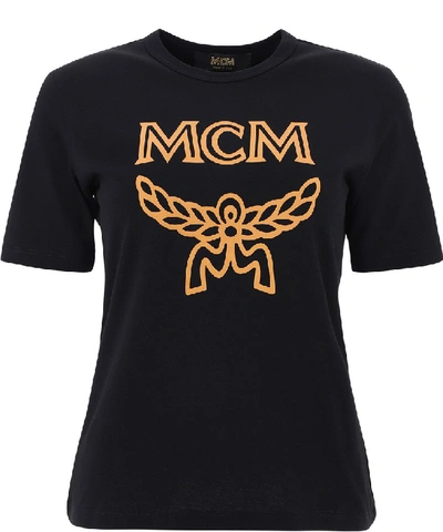 Shop Mcm Logo Printed T In Black