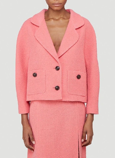 Shop Gucci Tweed Cropped Jacket In Pink