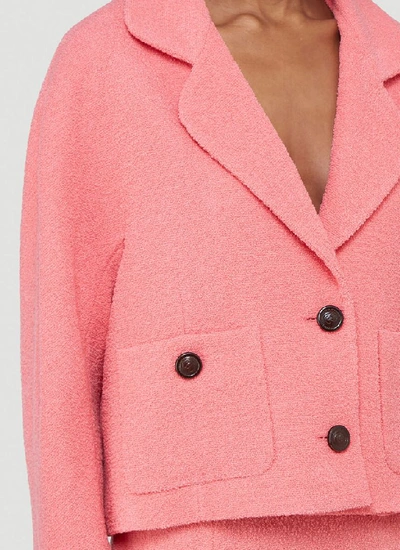 Shop Gucci Tweed Cropped Jacket In Pink