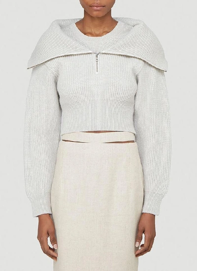 Shop Jacquemus Risoul Zipped Sweater In Grey