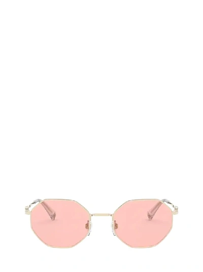 Shop Valentino Eyewear Geometric Frame Sunglasses In Gold