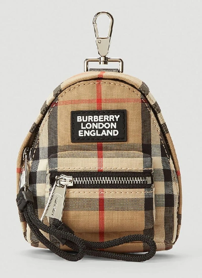 Shop Burberry Vintage Check Backpack Charm In Beige