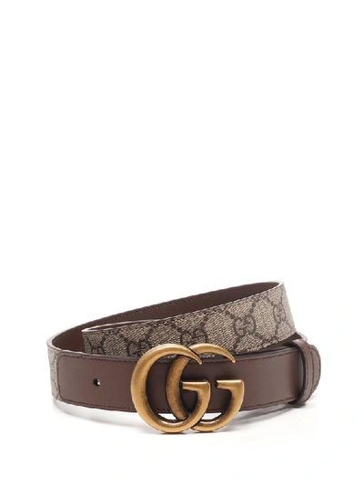 Shop Gucci Double G Buckle Belt In Brown