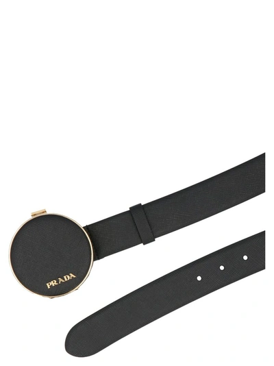 Shop Prada Clutch Buckle Belt In Black