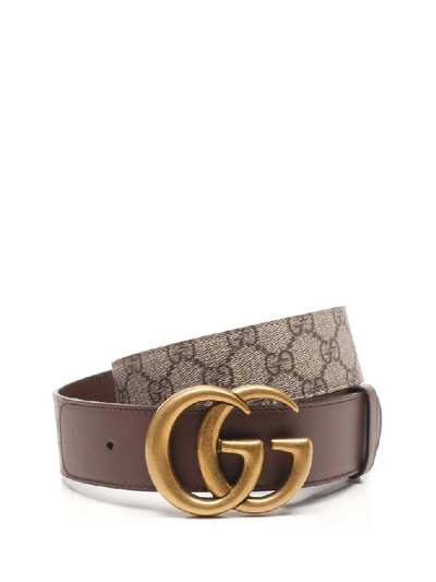 Shop Gucci Double G Buckle Belt In Beige