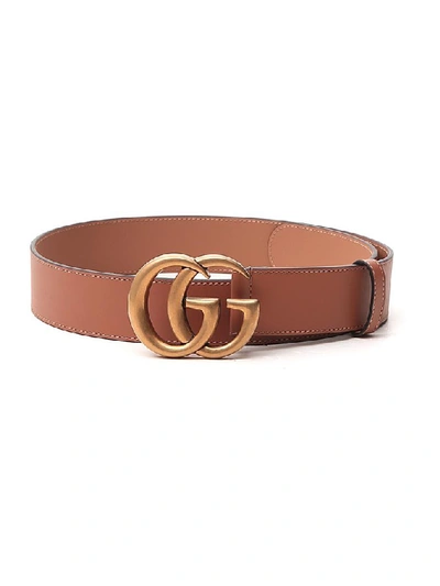 Shop Gucci Gg Buckle Belt In Brown