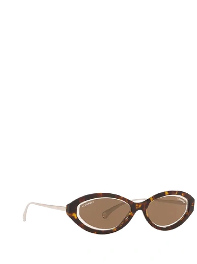 Pre-owned Chanel Oval Frame Sunglasses In Brown